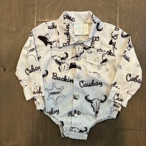 Shea Baby Cowboy Rodeo Western Snap Shirt Bodysuit Infant 3-6 Months Long Sleeve